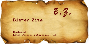 Bierer Zita névjegykártya